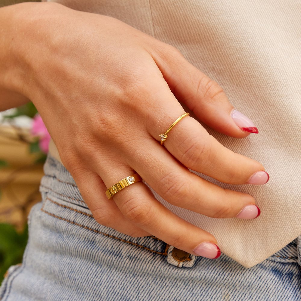 Anel Mari Coração Dourado