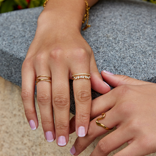 Anel Ana Clara de Cristal Ouro 18K