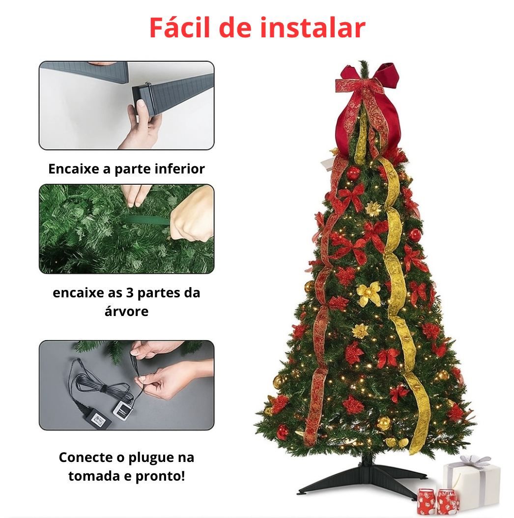 SparklePine™ Árvore de Natal Pop-Up – Totalmente Decorada