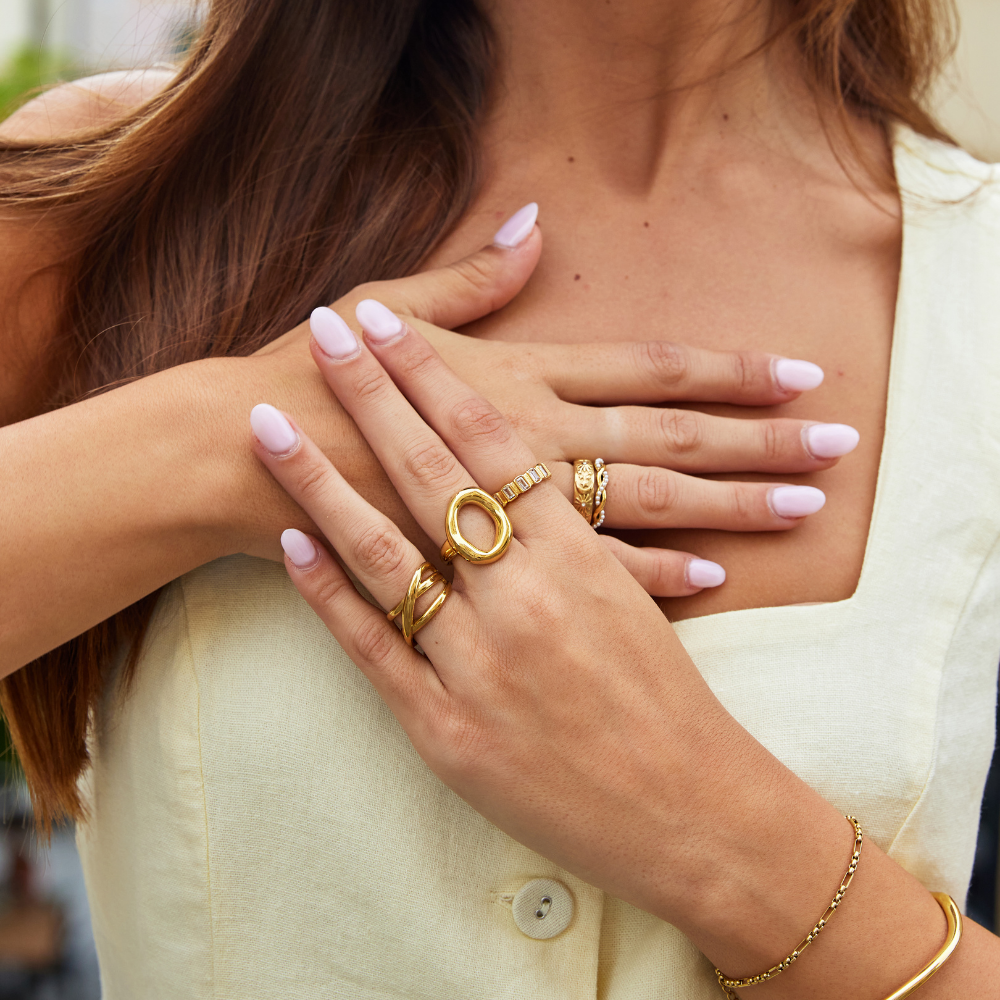 Anel Vina Ouro Derretido