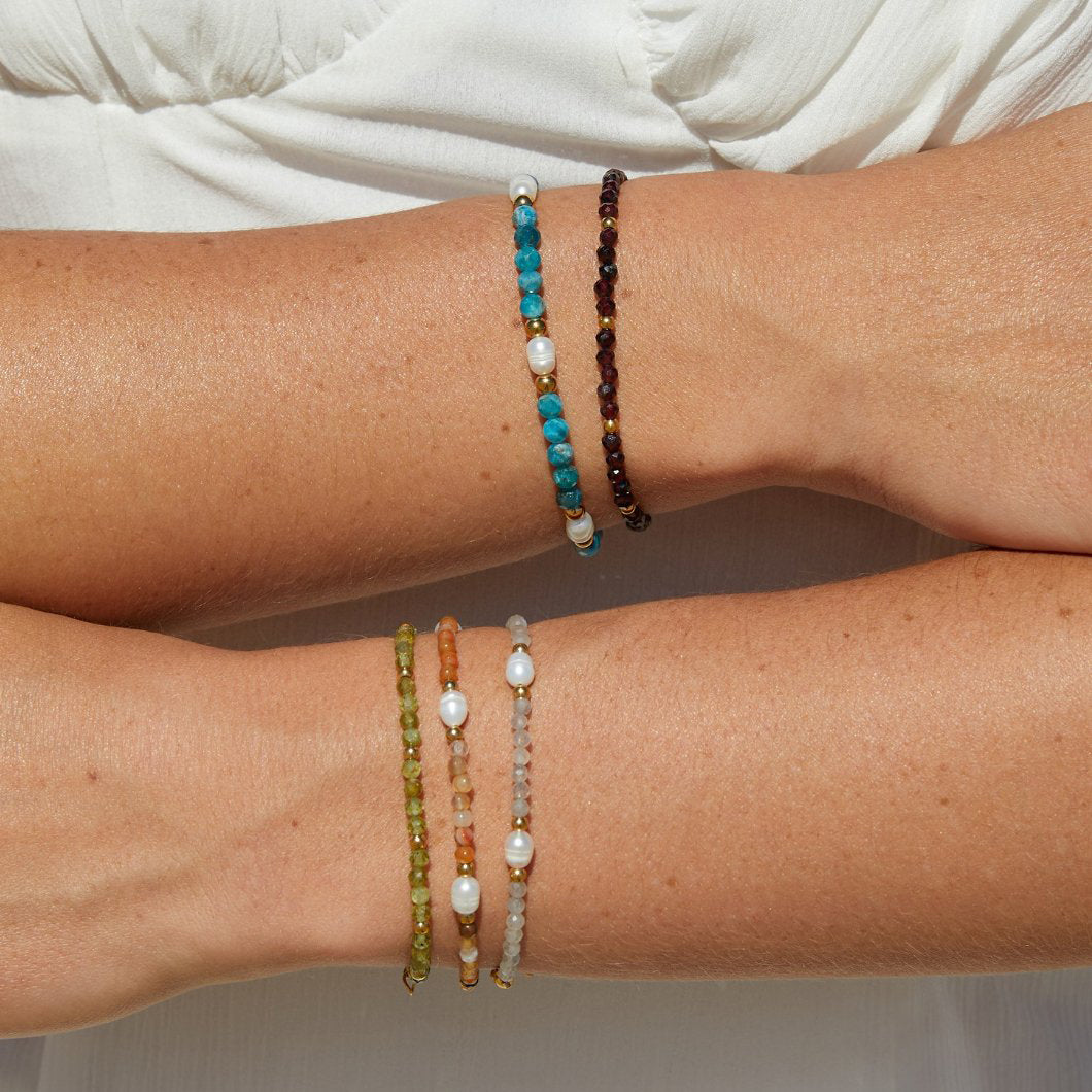 Pulseira de Contas Ágata e Pérola