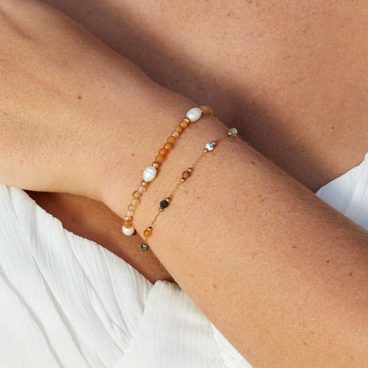 Pulseira de Contas Ágata e Pérola