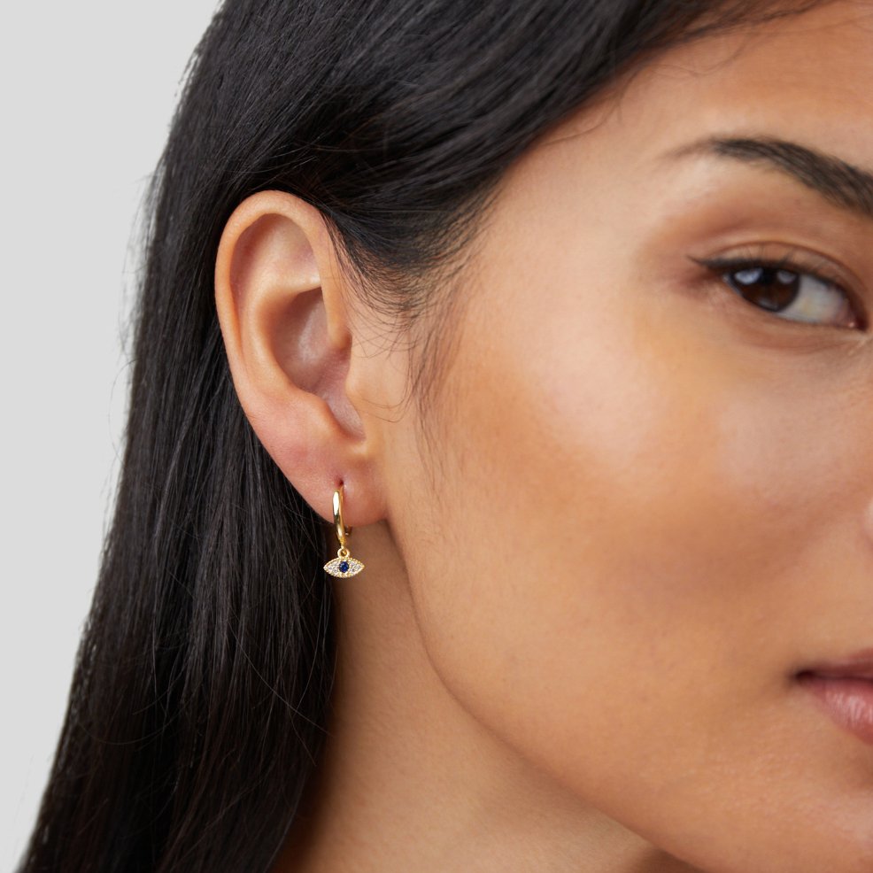 Brincos Gota Olho Grego Azul