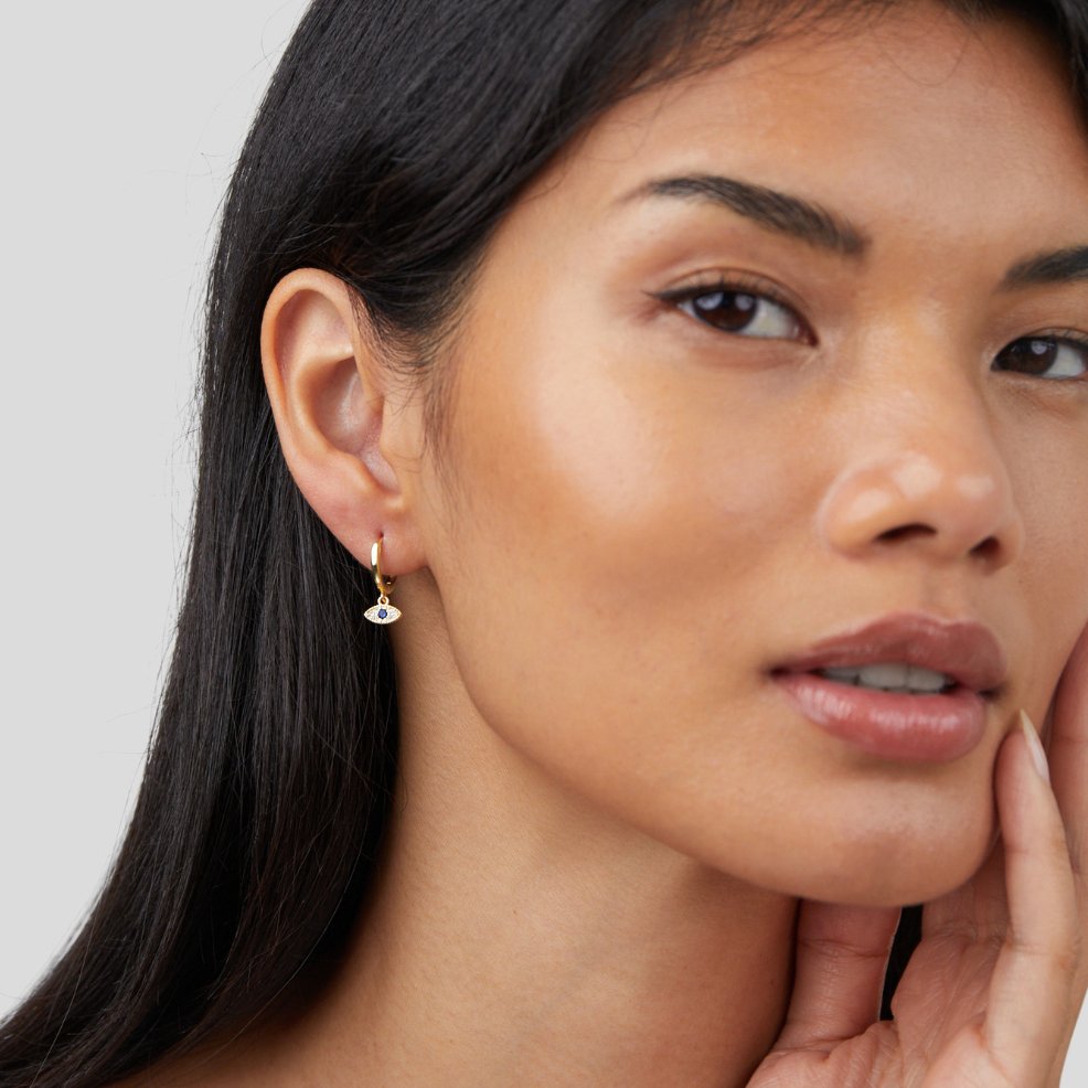 Brincos Gota Olho Grego Azul