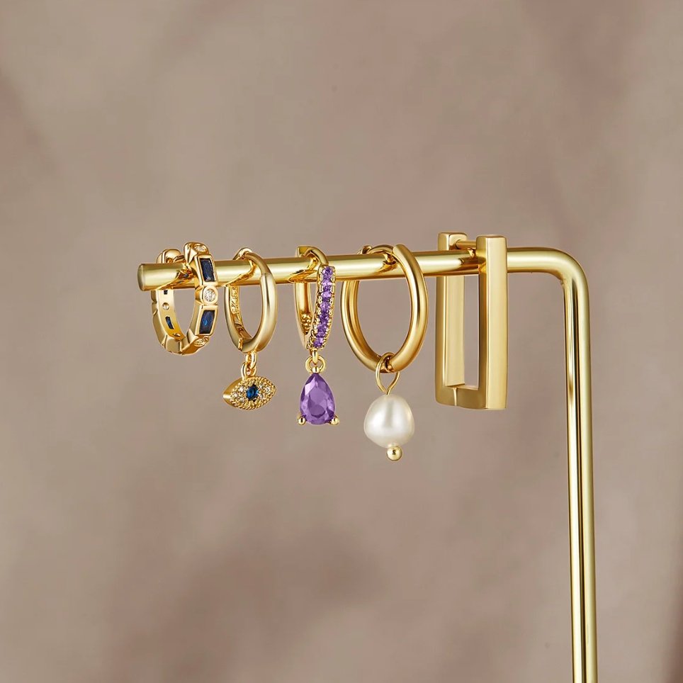 Brincos Gota Olho Grego Azul