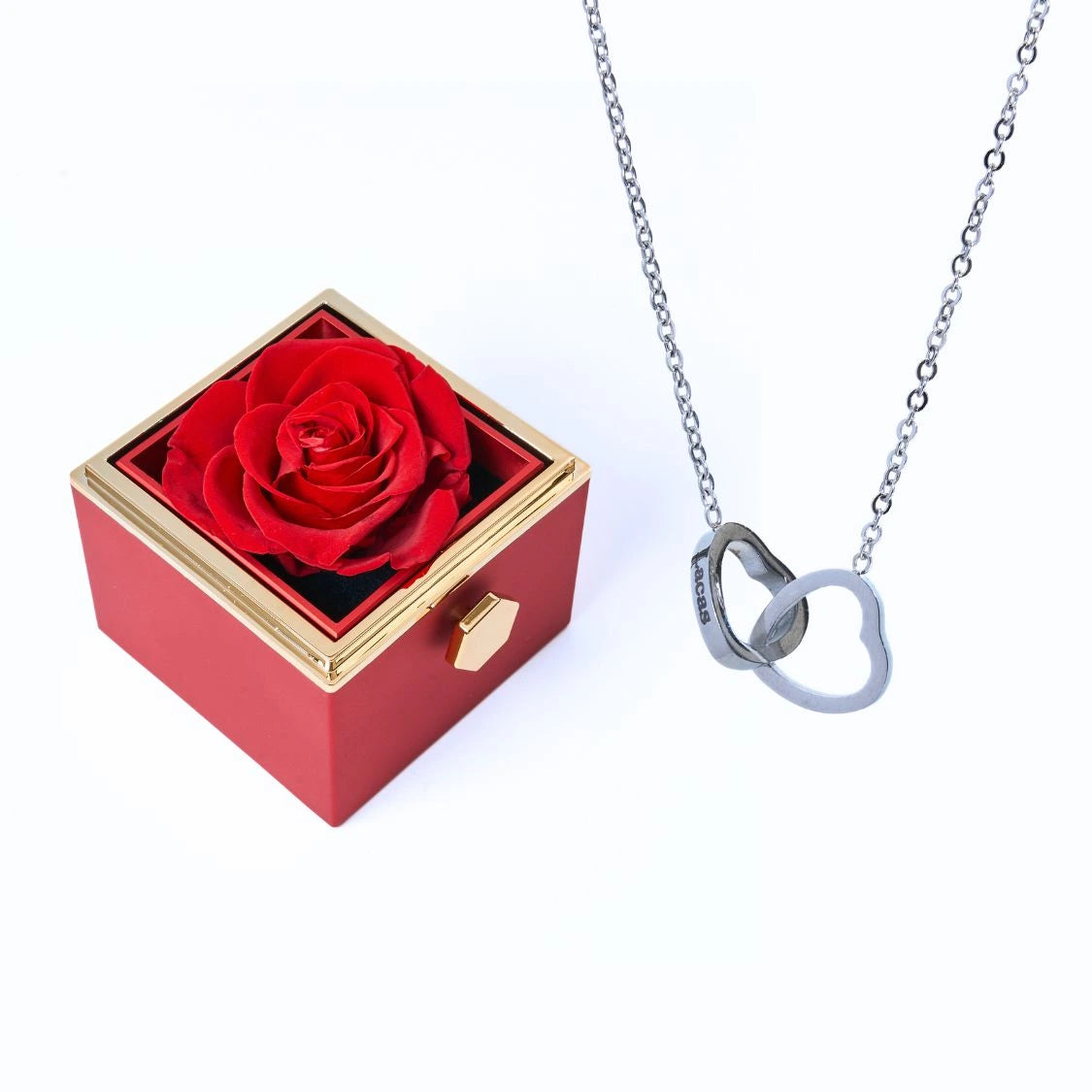 Floraza™ - Colar Dois Corações + Caixa Rotativa de Brinde