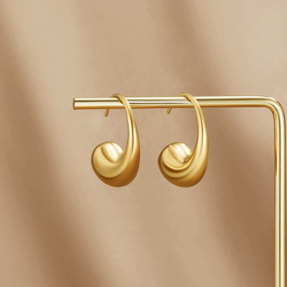 Brincos Gota Dourada Grossa