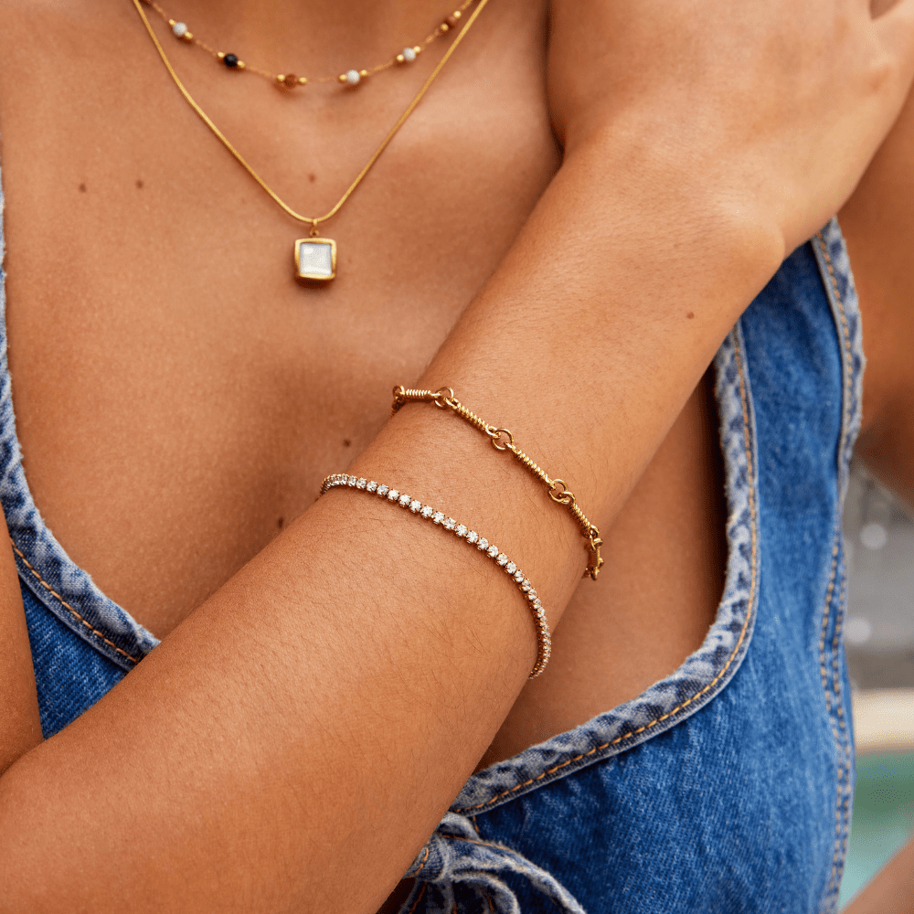 Pulseira Cordelia Dourada Tipo Tennis