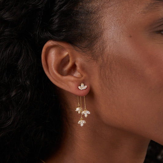 Brincos Cascata de Lótus de Cristal