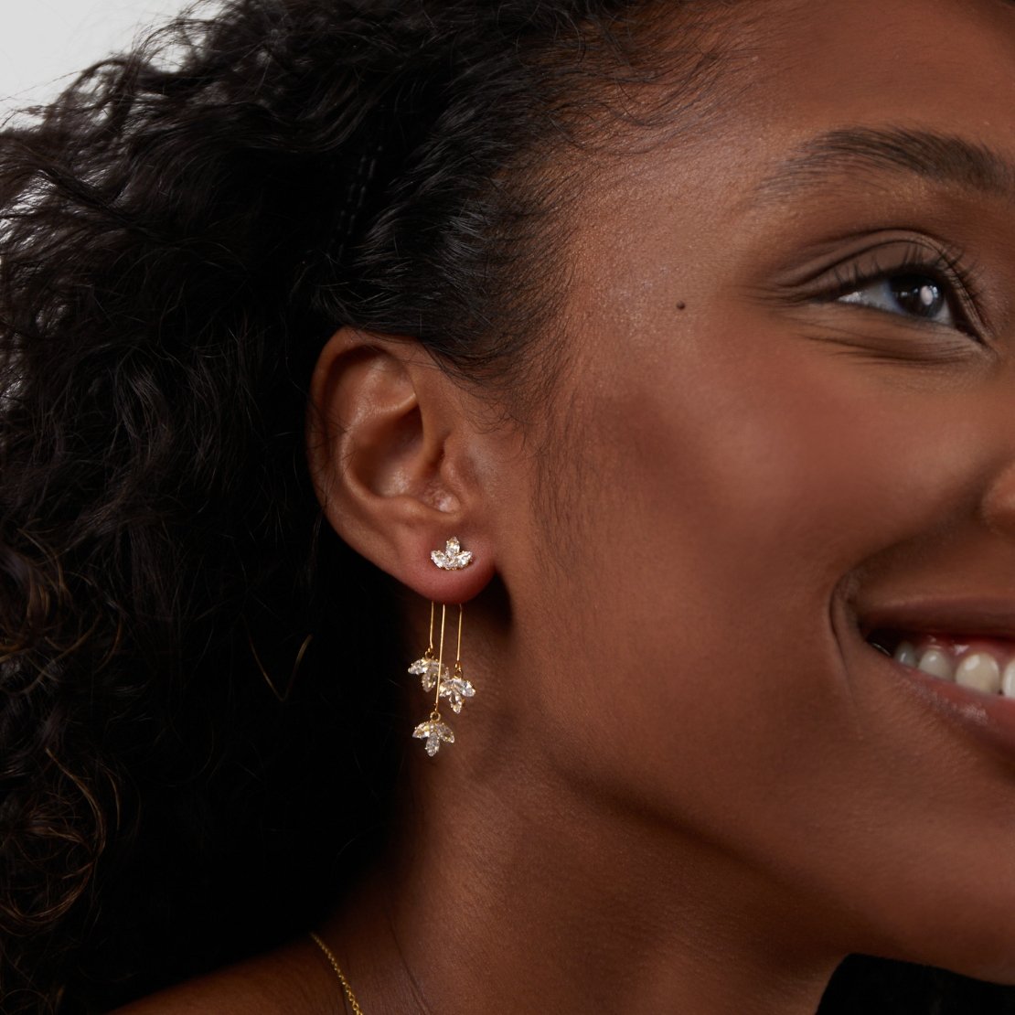 Brincos Cascata de Lótus de Cristal