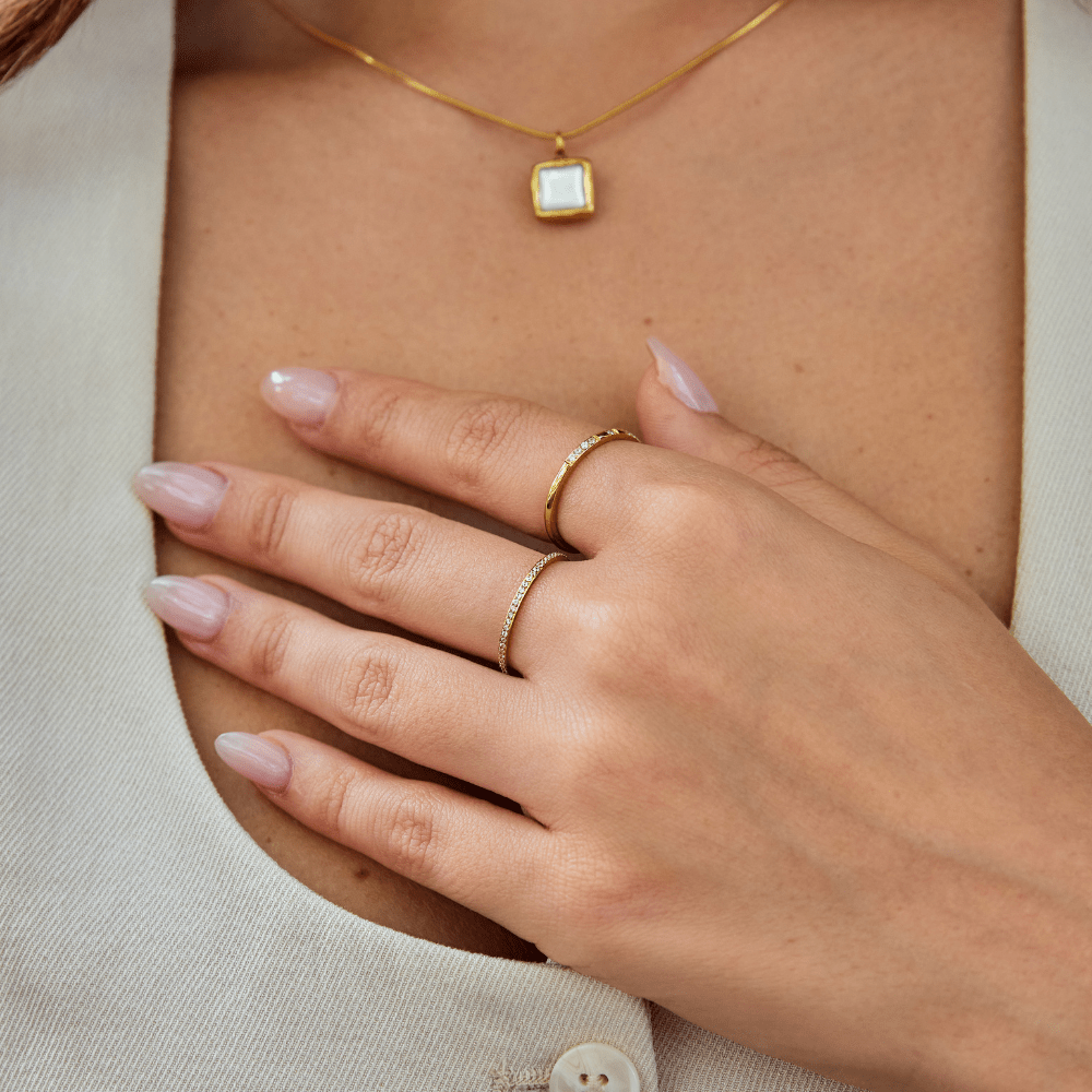 Anel Eternity Cristal 18K