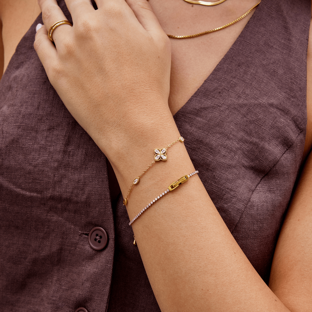 Pulseira Trevo de Quatro Folhas de Cristal