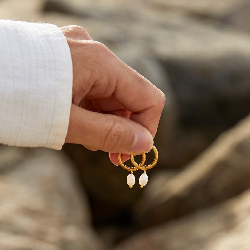 Brincos Argola Bella com Pérola de Água Doce