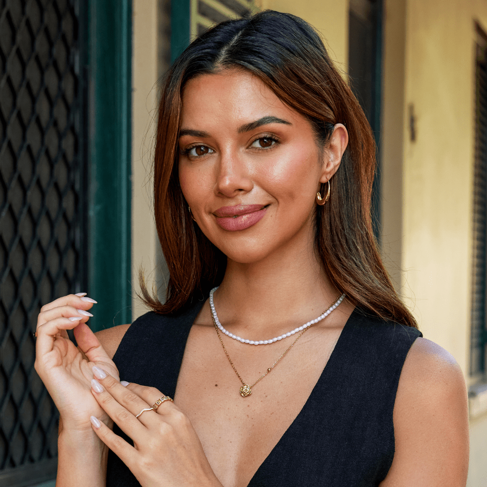 Colar Pingente Rosa Dourada