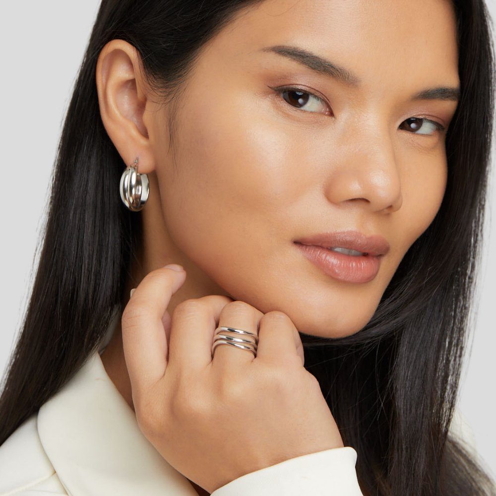 Anel Kiya Prata em Camadas