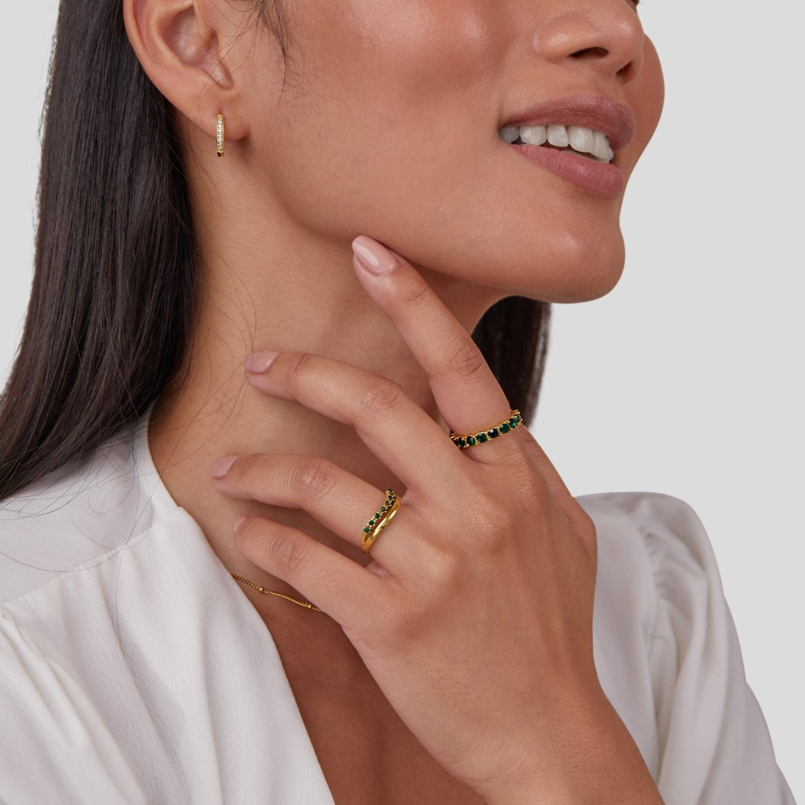 Anel Marissa Verde Esmeralda em Camadas