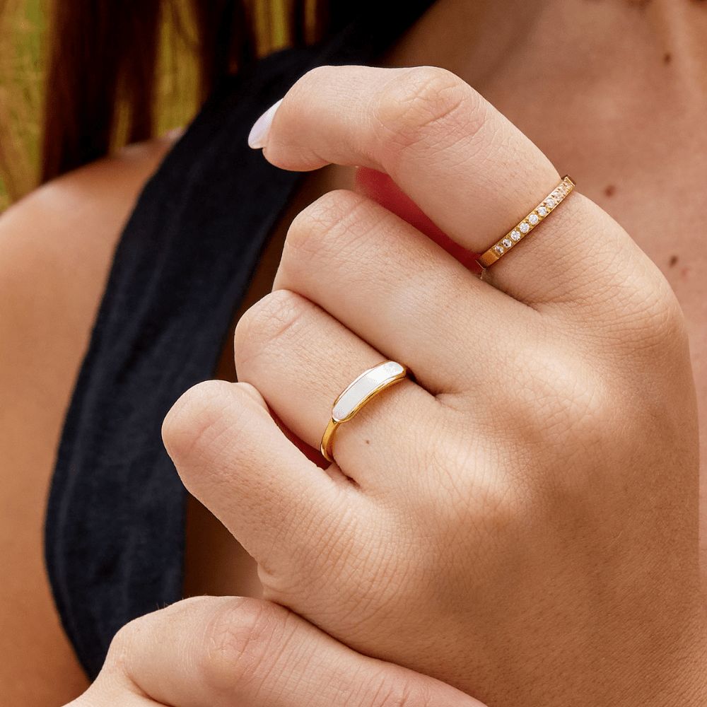 Anel Maya Pérola Branca