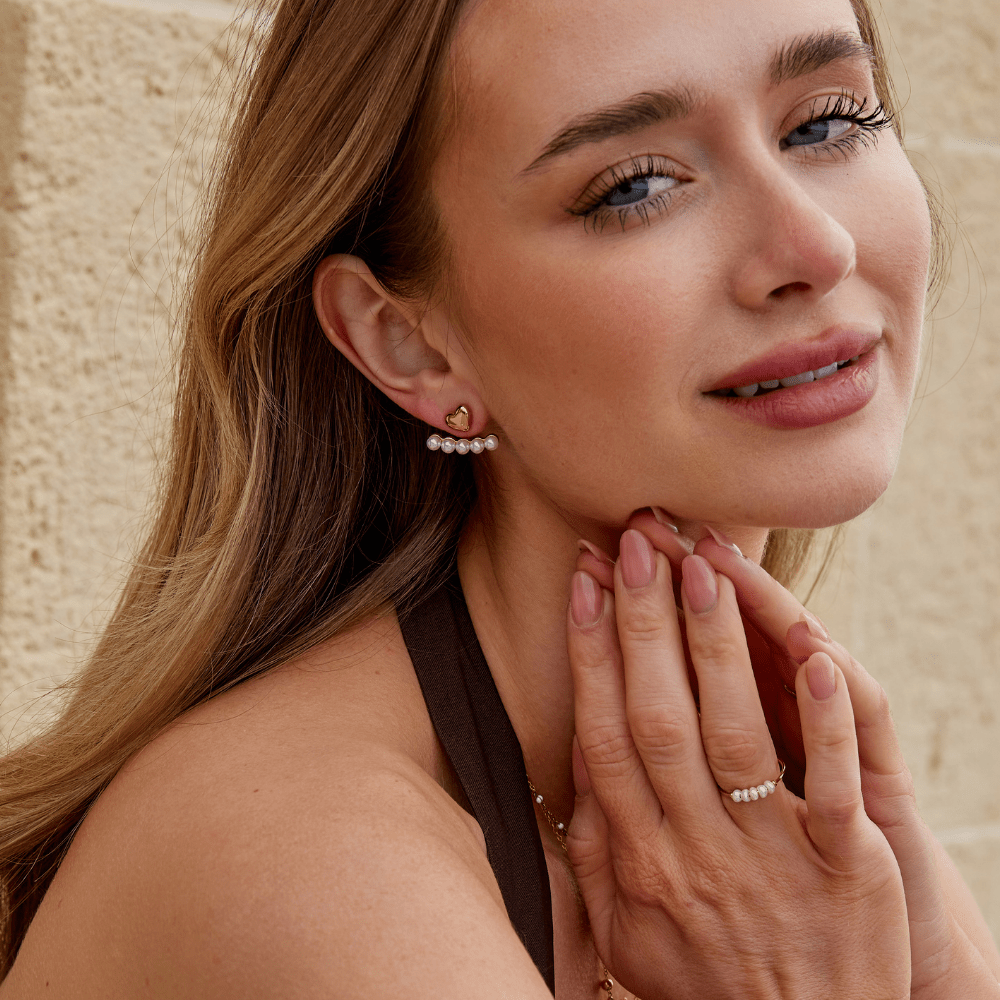 Brincos Romance de Pérola e Coração