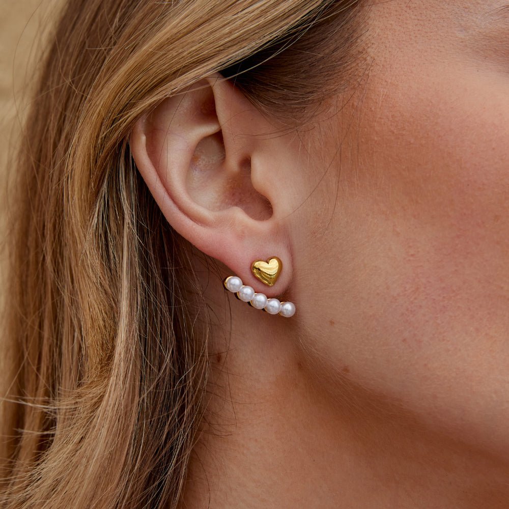 Brincos Romance de Pérola e Coração