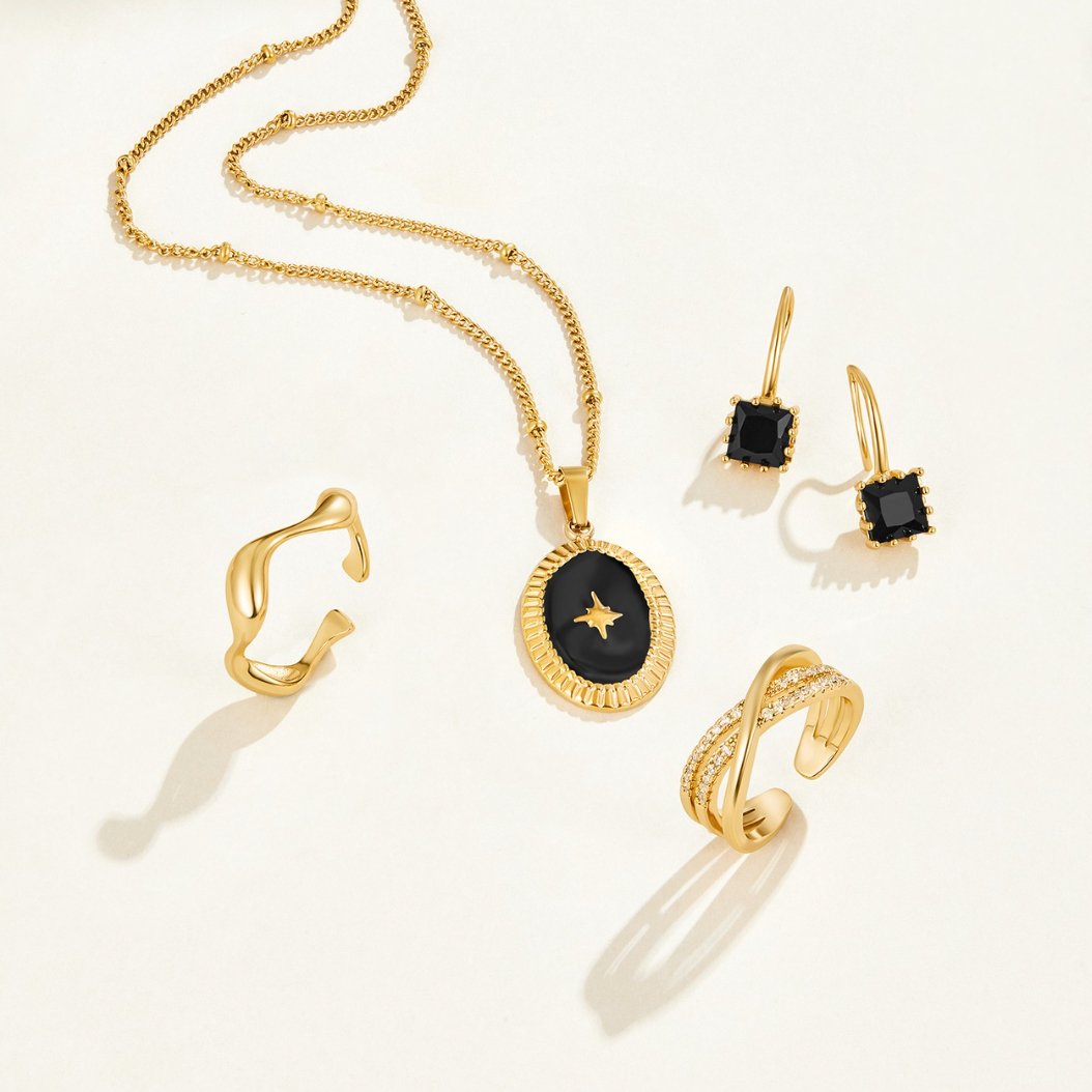 Brincos Piper Gota de Cristal Preto