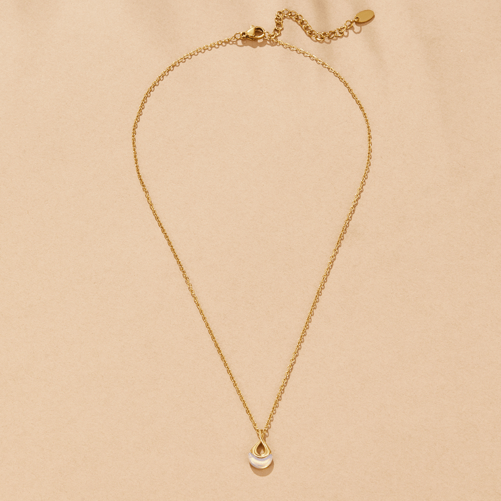 Colar Pingente Pedra Branca Tiffany