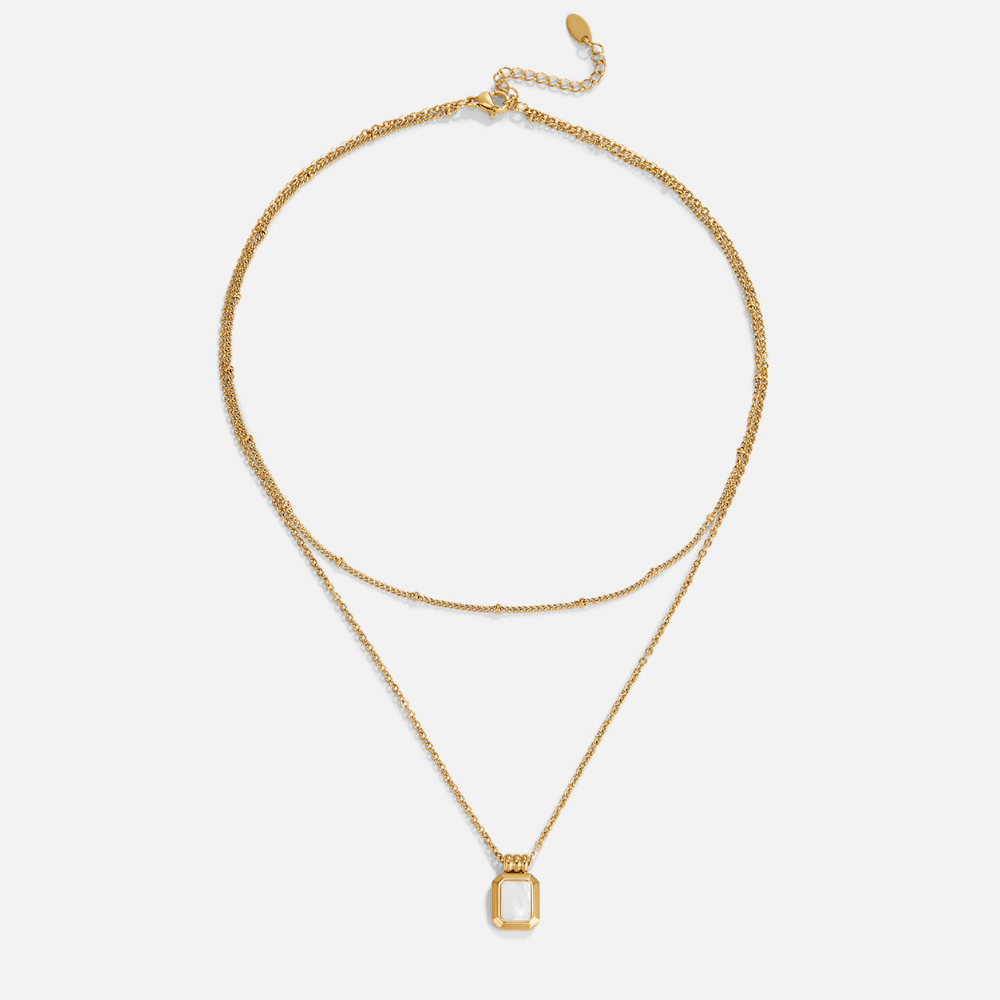 Colar Pingente Branco em Camadas Valerie